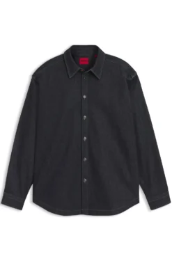 Oversized Hemd aus schwerem dunkelblauem Denim