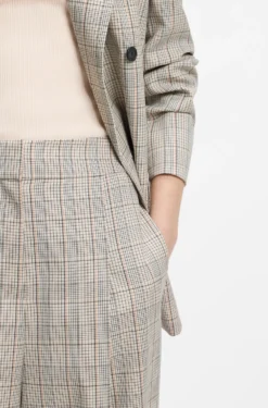 Oversized Hose aus karierter Stretch-Wolle