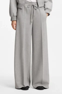 Oversized Hose aus meliertem Stretch-Twill
