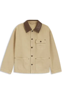 Oversized Jacke aus Baumwoll-Twill mit Kontrastkragen