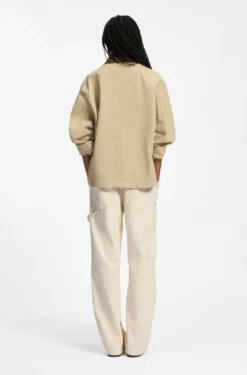 Oversized Jacke aus Baumwoll-Twill mit Kontrastkragen