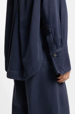 Oversized Jeanshemd aus festem Denim in Rauchblau