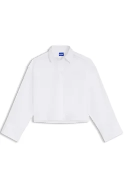 Oversize-Hemd aus Baumwolle mit Nadelstreifen und offen geschnittenem Saum