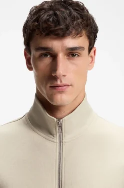 Piqué-Sweatshirt aus merzerisierter Stretch-Baumwolle mit Reißverschluss