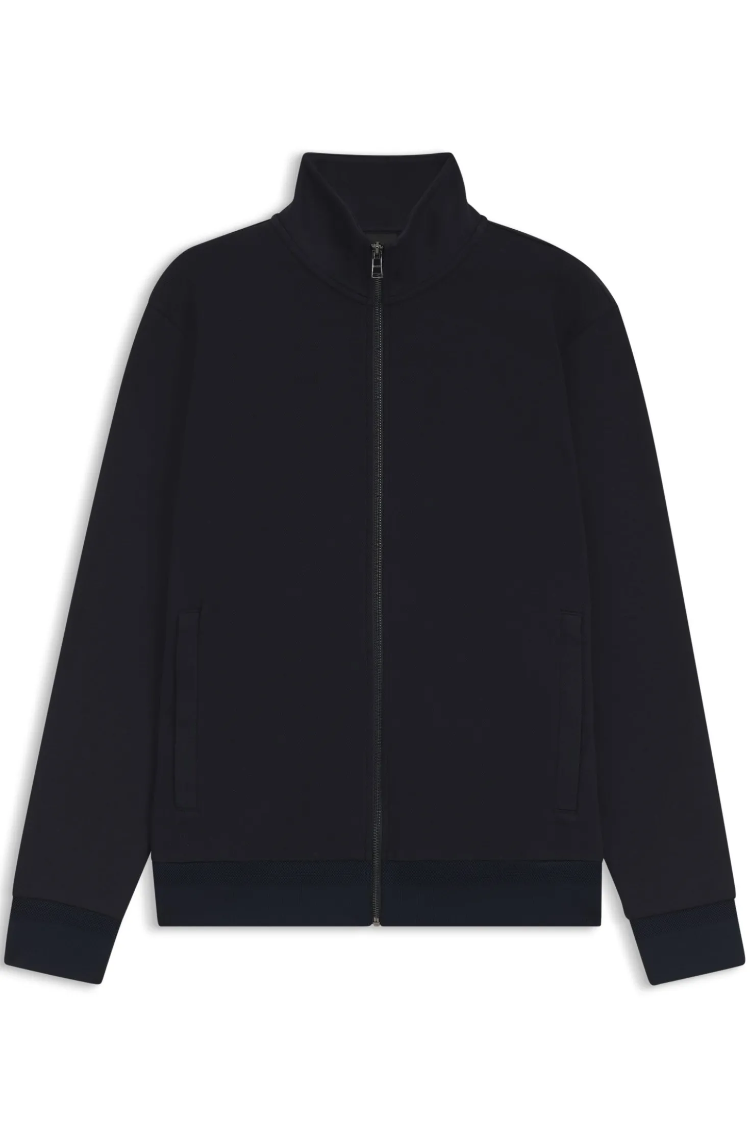 Piqué-Sweatshirt aus merzerisierter Stretch-Baumwolle mit Reißverschluss