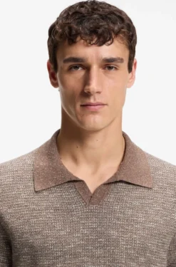 Polo-Pullover mit Johnny-Kragen aus Woll-Mix mit Seide und Baumwolle