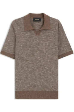 Polo-Pullover mit Johnny-Kragen aus Woll-Mix mit Seide und Baumwolle