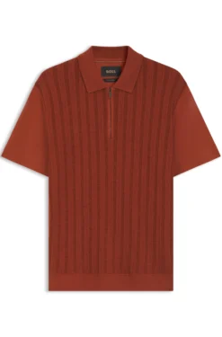 Poloshirt aus Baumwolle mit Seide und Reißverschluss am Kragen