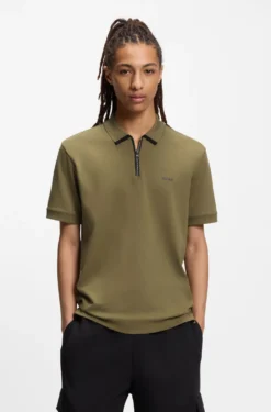 Poloshirt aus Baumwoll-Piqué mit Reißverschluss am Ausschnitt