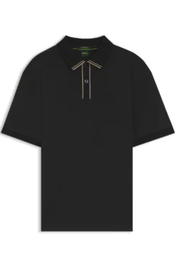Poloshirt aus Interlock-Baumwolle mit gestreiften Details