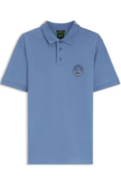 Poloshirt aus Stretch-Baumwolle mit tennisinspiriertem Logo