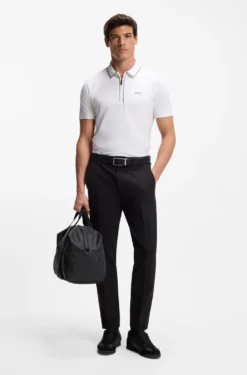 Poloshirt aus Stretch-Baumwolle mit Kontrast-Streifen