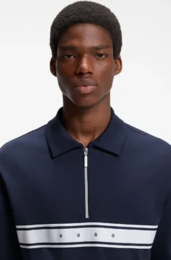 Poloshirt aus Stretch-Baumwolle mit Logo-Tape