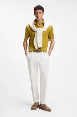 Poloshirt mit Johnny-Kragen aus Baumwoll-Jacquard