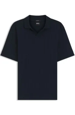 Poloshirt mit Johnny-Kragen aus Baumwoll-Jacquard