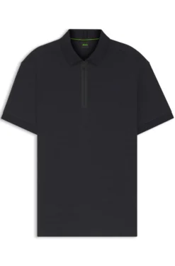 Poloshirt mit Troyerkragen und Waffel-Jacquard
