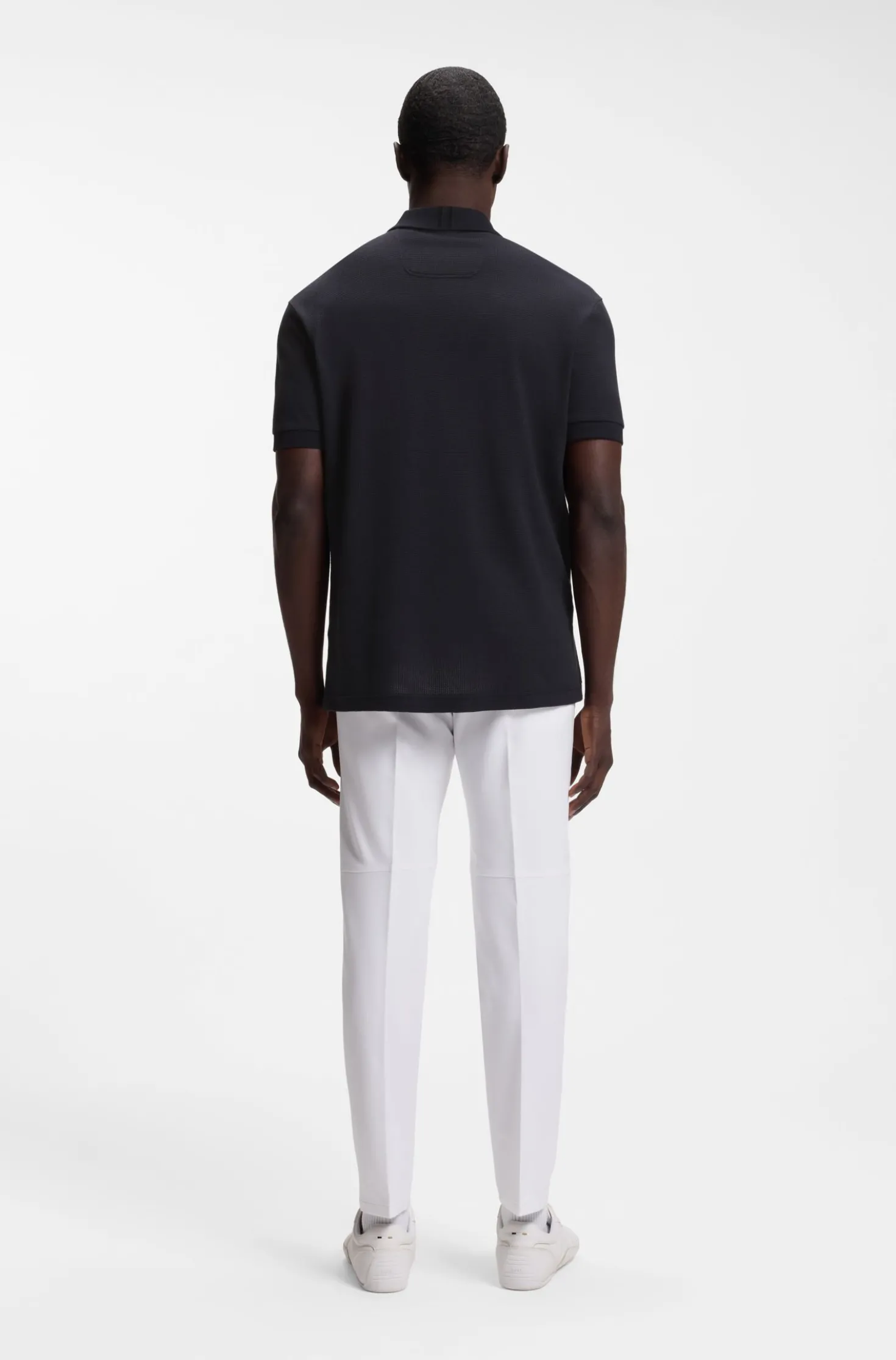Poloshirt mit Troyerkragen und Waffel-Jacquard