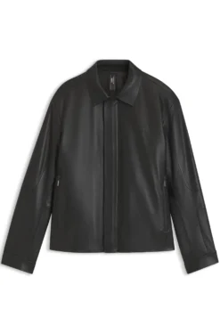 Porsche x BOSS Lederjacke mit verdecktem magnetischem Druckknopf