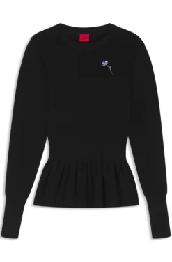 Pullover aus Baumwolle mit abnehmbarer Blumenbrosche