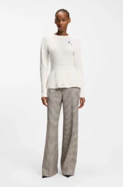 Pullover aus Baumwolle mit abnehmbarer Blumenbrosche