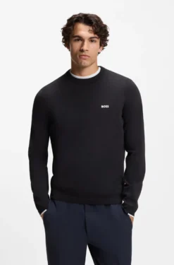 Pullover aus Baumwolle mit Kontrast-Logo