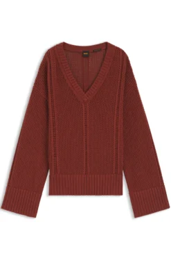 Pullover aus Baumwolle mit Mesh-Struktur