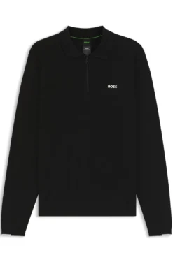 Pullover aus Baumwolle mit Troyerkragen und Kontrast-Logo