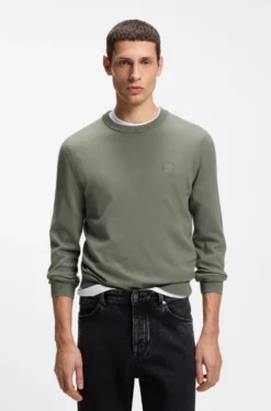 Pullover aus Baumwoll-Mix mit Logo-Patch