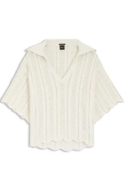 Pullover aus Baumwoll-Mix mit Strickstruktur in Wellenmuster