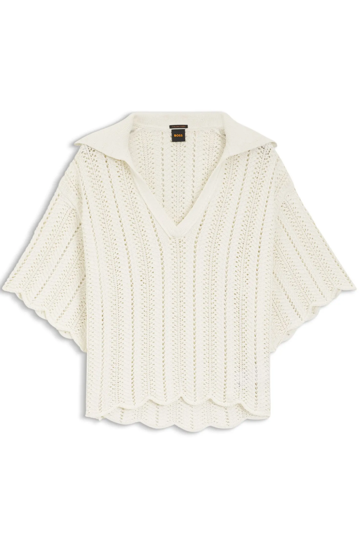 Pullover aus Baumwoll-Mix mit Strickstruktur in Wellenmuster