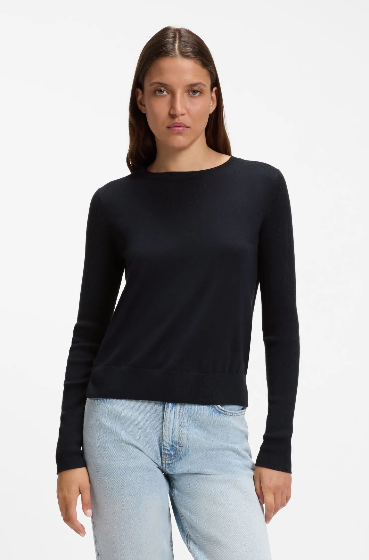 Pullover aus extrafeiner Merinowolle mit Rundhalsausschnitt