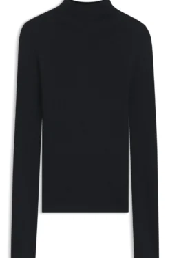 Pullover aus gerippter Merinowolle mit Stehkragen