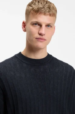 Pullover aus Leinen-Baumwolle mit Strickstruktur