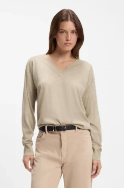 Pullover aus Merinowolle mit V-Ausschnitt