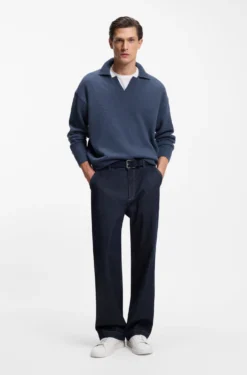 Pullover aus Schurwolle mit Johnny-Kragen