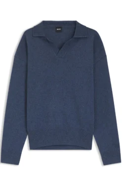 Pullover aus Schurwolle mit Johnny-Kragen