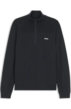 Pullover aus Schurwoll-Mix mit Troyerkragen und Logo