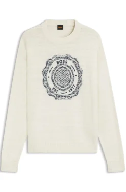 Pullover aus strukturiertem Strick mit Wappen-Logo-Intarsie