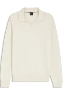 Pullover mit Johnny-Kragen aus Baumwollstrick