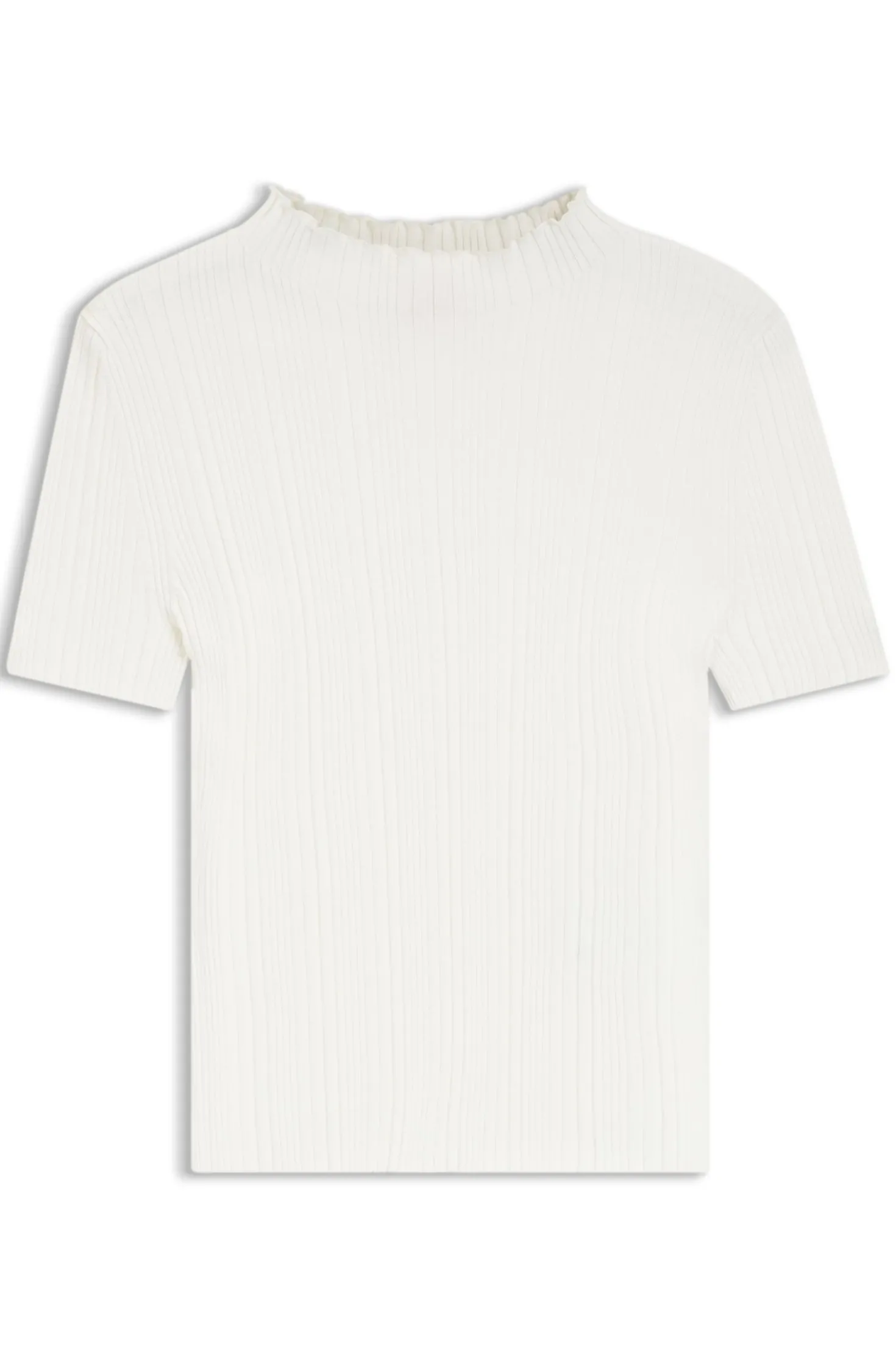 Pullover mit Stehkragen und unregelmäßigem Rippstrick
