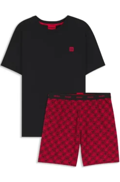 Pyjama aus Stretch-Baumwolle mit Stack-Logos