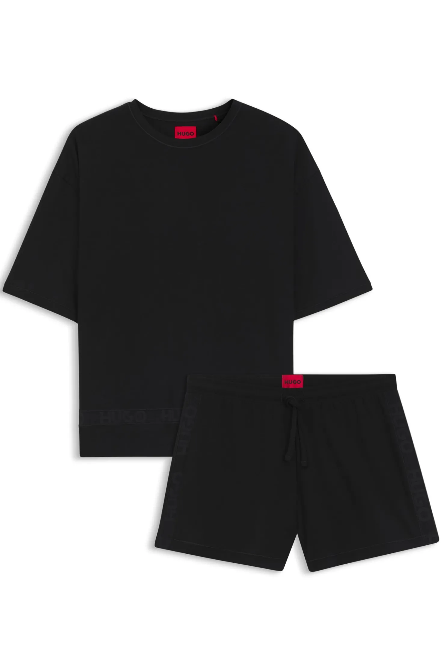 Pyjama aus Stretch-Baumwolle mit Mesh-Logo-Einsätzen