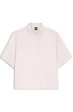 Pyjamahemd aus Satin mit Monogramm-Jacquard