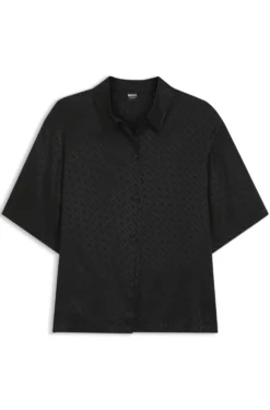 Pyjamahemd aus Satin mit Monogramm-Jacquard