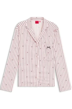 Pyjama-Hemd mit Streifen und gestapelten Logos