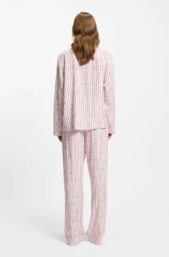 Pyjama-Hemd mit Streifen und gestapelten Logos