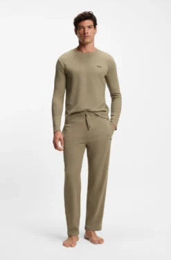 Pyjama-Hose aus Baumwoll-Mix mit gesticktem Logo