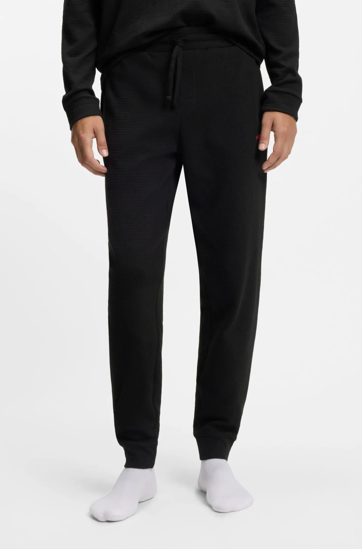 Pyjama-Hose aus Baumwoll-Mix mit Logo-Stickerei
