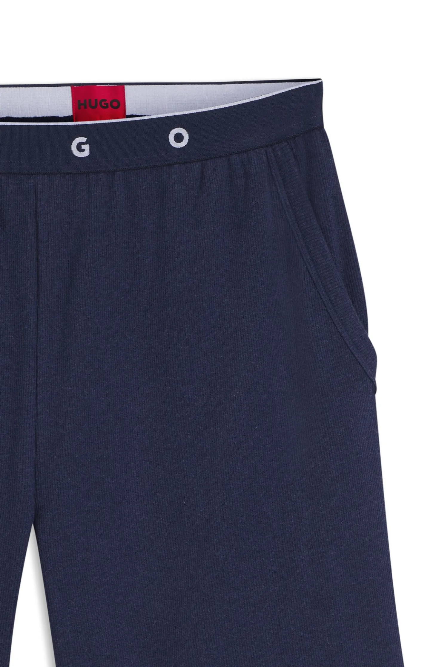 Pyjama-Hose aus geripptem Baumwoll-Mix mit Logo-Bund