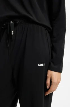 Pyjama-Hose aus Stretch-Baumwolle mit Tunnelzug und Logo-Detail